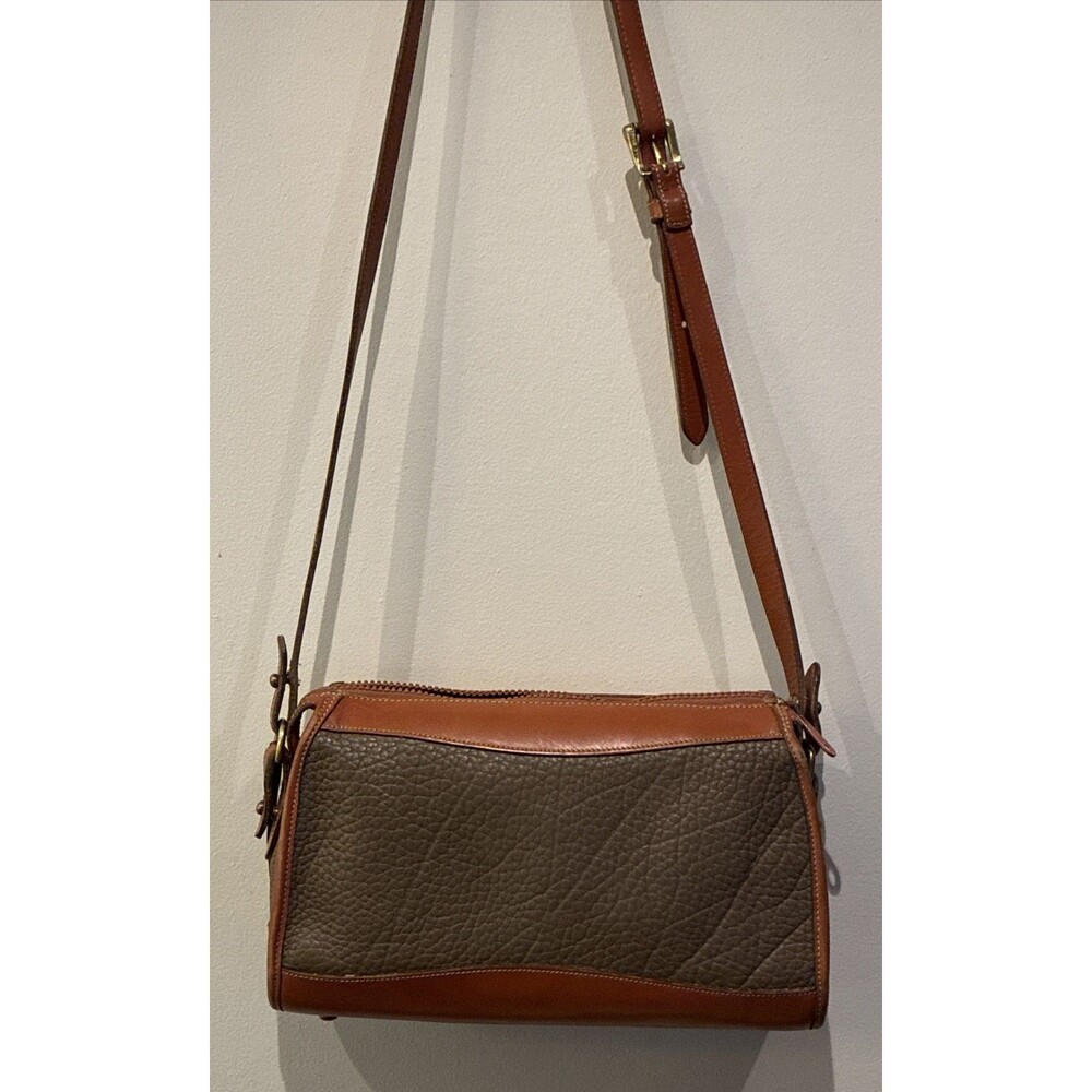 Vintage Dooney Bourke USA Pebbled Leather Crossbody Bag Purse All Weather Taupe - Picture 3 of 16